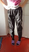 Las mujeres pantalones de carga 2021 pantalones Harem moda Punk bolsillos pantalón Jogger con cadena Harajuku elásticos alta cintura moda de calle