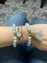 Pulsera bohemia de 30 estilos para mujer, mapa de estrellas de concha de loto, piña, corazón, piedras naturales, tipo cadena, joyería
