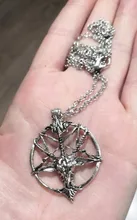 Collar de cadena con colgante de cabeza de cabra y calavera, joyería Vintage, pentagrama, hombre y mujer