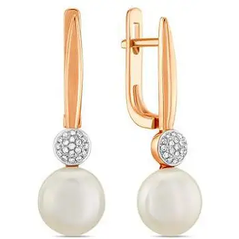 

Lucas gold earrings with pearls and diamonds in red gold