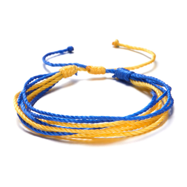 Trendy Ukraine National Flag Bracelets Handmade Natural Stone Beads Bracelet Yellow Blue Ukrainian Flag Patriotism Pride