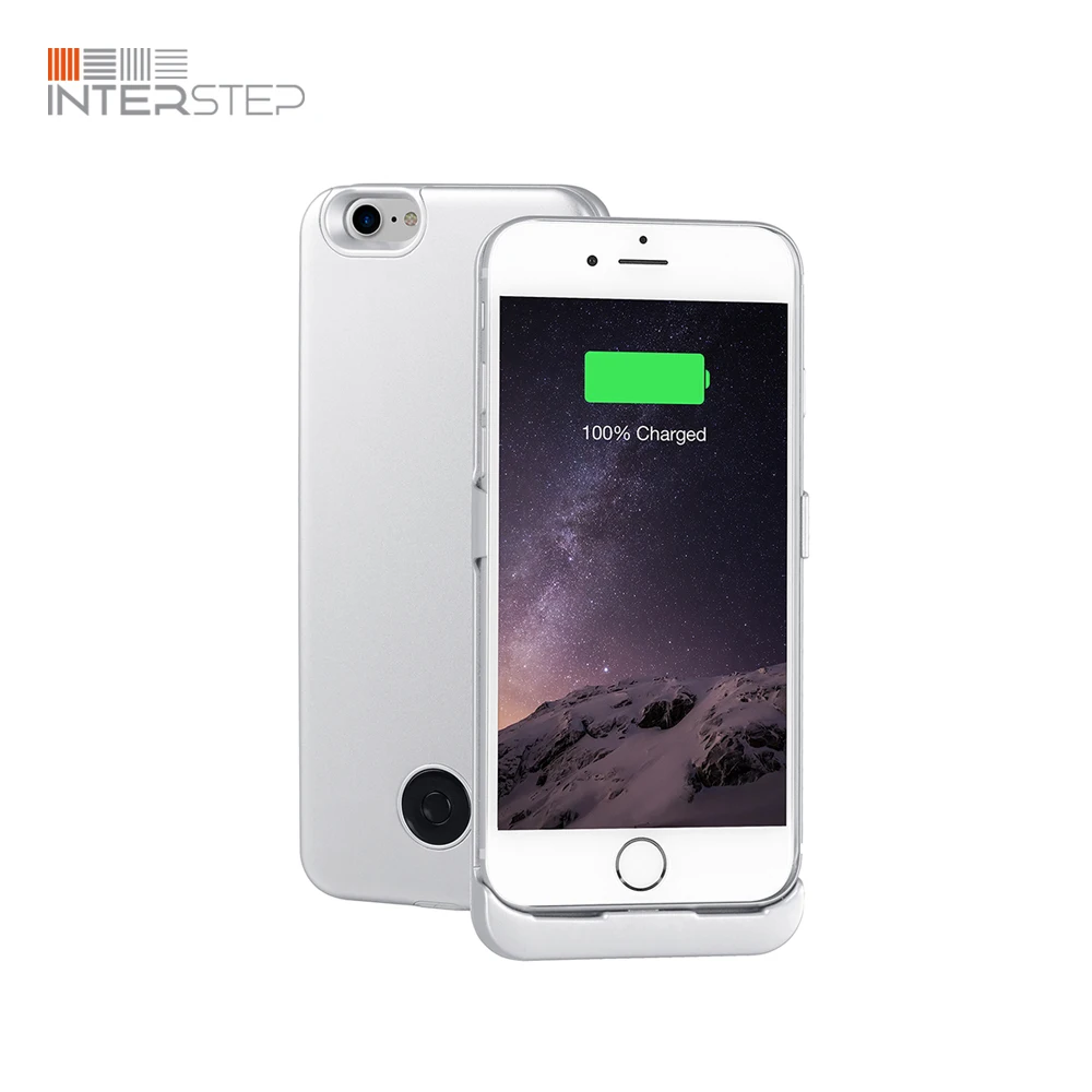 Серебристый Чехол-аккумулятор INTERSTEP 3000мАч Li-Pol для iPhone7/8, черный - Цвет: Серебристый