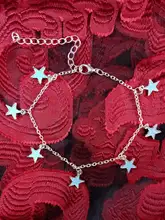 2019 nueva moda luminosa playa vientos azul estrella pentagonal borla tobillera cadena tobilleras para mujer Sandalias pies descalzos 4g