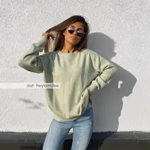 Hirsion-suéter holgado de gran tamaño para mujer, jersey básico de punto elegante, cuello redondo, suave, de Cachemira, para invierno, 2020