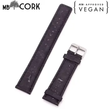 

Cork watch strap black cork strap with PU leather vegan men watch strap high quality from Portugal E-011