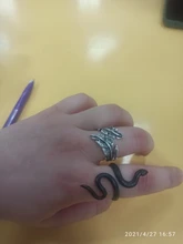 Anillo de serpiente gótico para hombre y Mujer, joyería de fiesta ajustable, góticas, color negro, exageradas, regalo