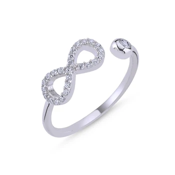 

KUTAYDAN White Zircon Cubic Zirconia Infinity Adjustable Ring 925 Sterling Silver