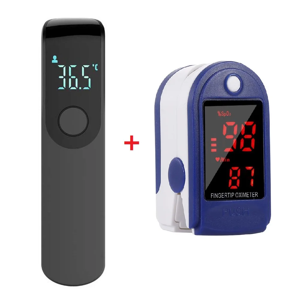 Medical Digital Finger Clip Pulse Oximeter SPO2 PR Heart Rate Blood Oxygen Saturation Monitor Infrared Forehead Thermometer