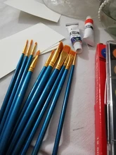 10 Uds Set de pinceles para artistas acrílico acuarela punta redonda de Nylon pelo de Punta de gancho línea corta señaló pluma