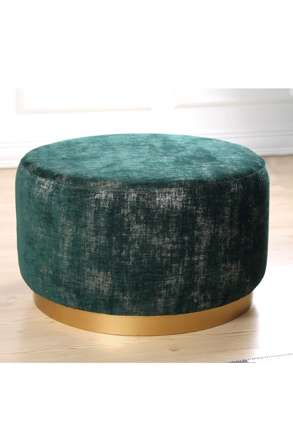 Lorence Home Nifty Pouf - Emerald Green Gold Stool Flannel Chair Solid Color Sofa Pedal Round Stools Ottoman Pouf6
