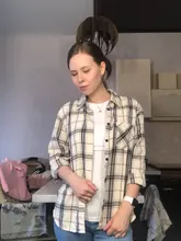 Plaid Shirts Blouses Oversized Women Top Long-Sleeve Blusas Loose Casual Cotton Ladies