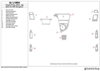 

Interior lining for Toyota Prius 2010-UP. Set L1804.