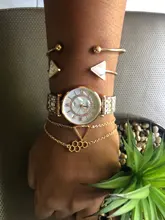 5 uds. De relojes de pulsera de cuarzo de lujo para mujer, reloj de pulsera clásico con diamantes de imitación, joyería superior, banda de acero dorado rosa