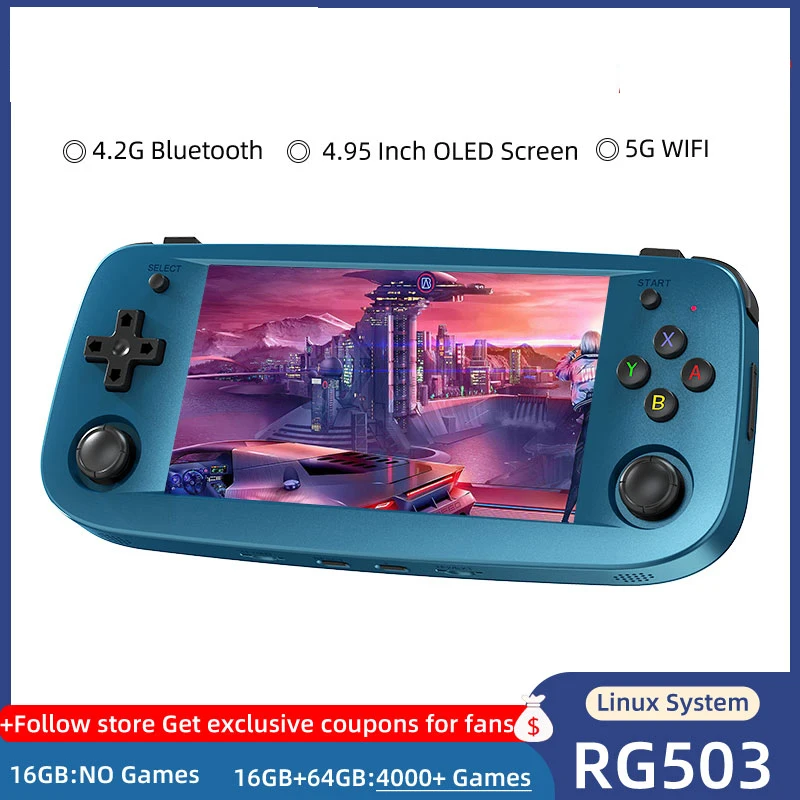Anbernic RG503 4.95 Inch Handheld Retro Arcade Gba Oled scherm Linux