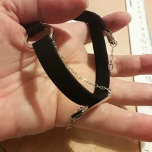 XIYANIKE-gargantilla de terciopelo negro para mujer, collar con cadena dorada, gargantilla de barra para mujer, collar para mujer, Gargantilla ras du cou N664