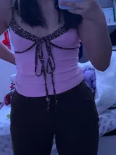Sexy Tops Strap Crop-Top Lace-Up Women Cami Backless Leopard-Patchwork Harajuku Darlingaga