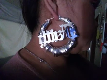 Hoop-Earrings Custom Bamboo-Style Statement Sexy Personality Name with Words Hiphop 45mm-90mm