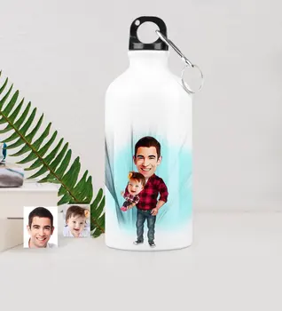 

Personalized Dad Girl Caricature Of Metal Water bowl (500 ml.) 2