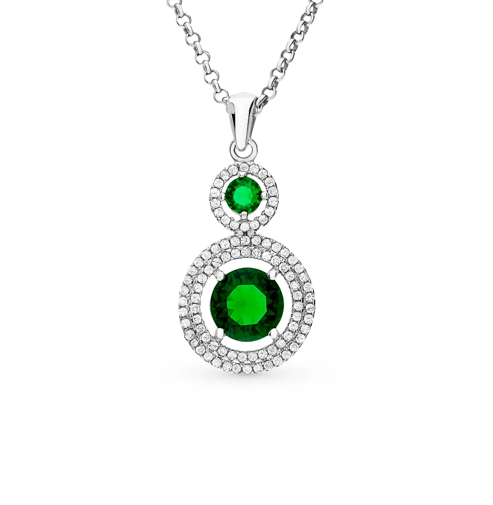 Серебряная подвеска с фианитами SUNLIGHT проба 925