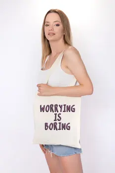 

Angemiel Bag Small Worriying Is Boring Shopping Beach Tote Bag