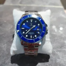 Reloj de cuarzo deportivo para hombre, cronógrafo de pulsera de acero inoxidable, resistente al agua, color verde, Masculino