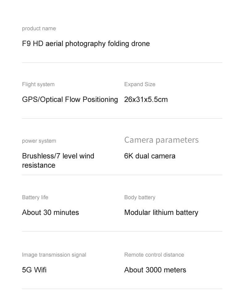 NEW F9 Drone 6K Dual HD Camera GPS Professional Aerial