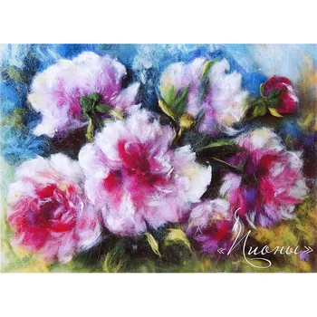 

Set for felting (painting color wool) 'пионы' 21x29,7 cm (A4)