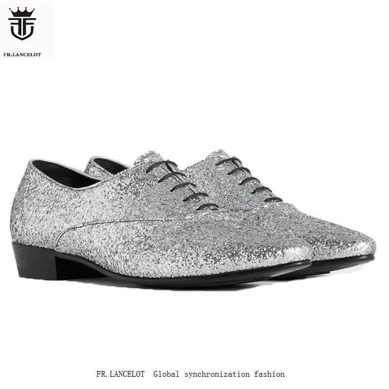 

Men Casual shoes sliver real Leather Lace up shoes for Men's spring autumn low heel dress business shoes men