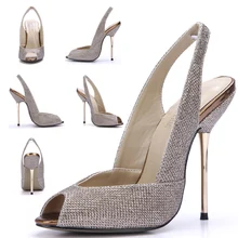 

High Heel Women Sling Back Strap Pumps Stiletto Sexy Evening Dress Party Peep Toe Shallow Fashion Thin Heel Lady Shoes 3845-g