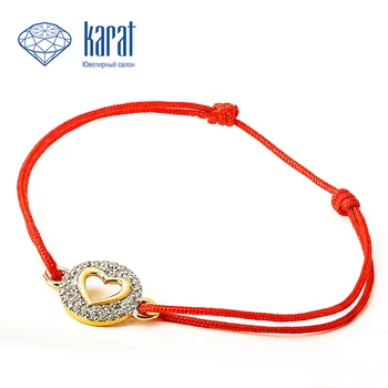 

Bracelet with red thread, red gold cubic zirconia heart