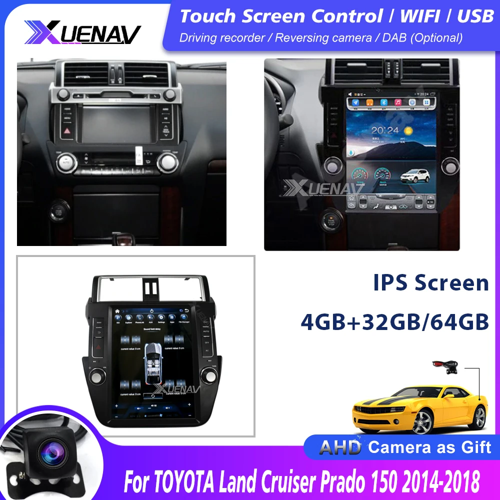 Стерео приемник 2 din для TOYOTA Land Cruiser Prado 150 2014-2018 автомобильный GPS-навигатор стерео