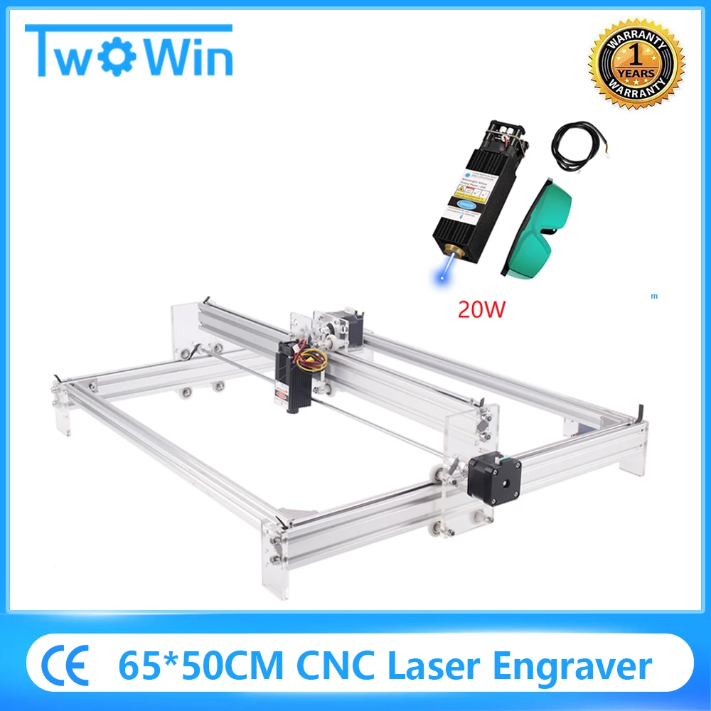 

CNC 6550 20W Laser Engraver PMW TTL Control Engraving Machine Carving Metal Cutting MDF Wood Router Machine Working Area 65*50cm