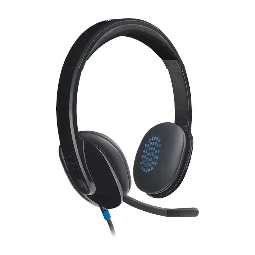 Logitech H540 On-Ear Stereo Headphones With Mic HD Sounds USB Connection Noise Canceling Microphone Volulme Control Buttons 981-000480 |