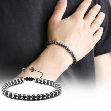 Yılan Tasarım, серебристо-черный Hematit Doğaltaş Bileklik