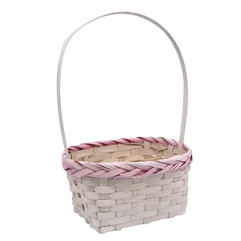 

19hj19094 basket Wicker bamboo 20,5*15.5*10 * H30, 5 cm, color. White with pink Astra