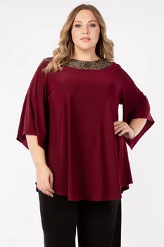 

Tunic artessa plus size, three quarter sleeve, sequined, made of polyester.