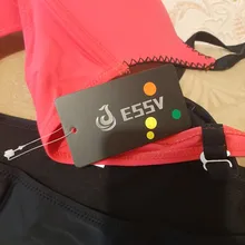 ESSV-bañador rojo de realce, conjunto de bikini de talla grande para mujer, traje de baño sexy acolchado con correa ajustable, bikinis bordeados, ropa de baño de verano