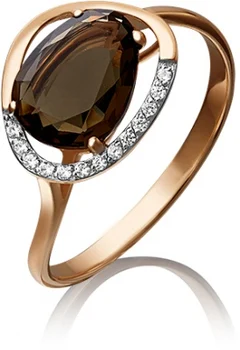 

Yuz platinum ring with cubic zirconia and red gold quartz
