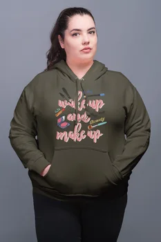 

Angemiel Wear Wake Up And Make Up Green Women 'S Hooded Sweatshirt