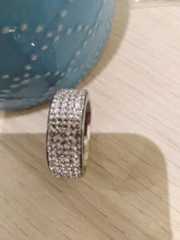 Chanfar 5 filas de cristal anillo de acero inoxidable de las mujeres elegante dedo lleno de amor Anillos de Compromiso de boda de los hombres