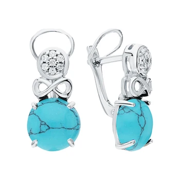 

Silver earrings with turquoise and cubic zirconia sunlight sample 925