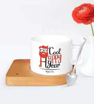 

Personalized Santa Claus Happy birthday Wooden Altlıklı Ceramic Cup-4