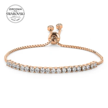 

Silver 925 Sterling Swarovski Zirconia Gemstone Watercourse Elevator Bracelet