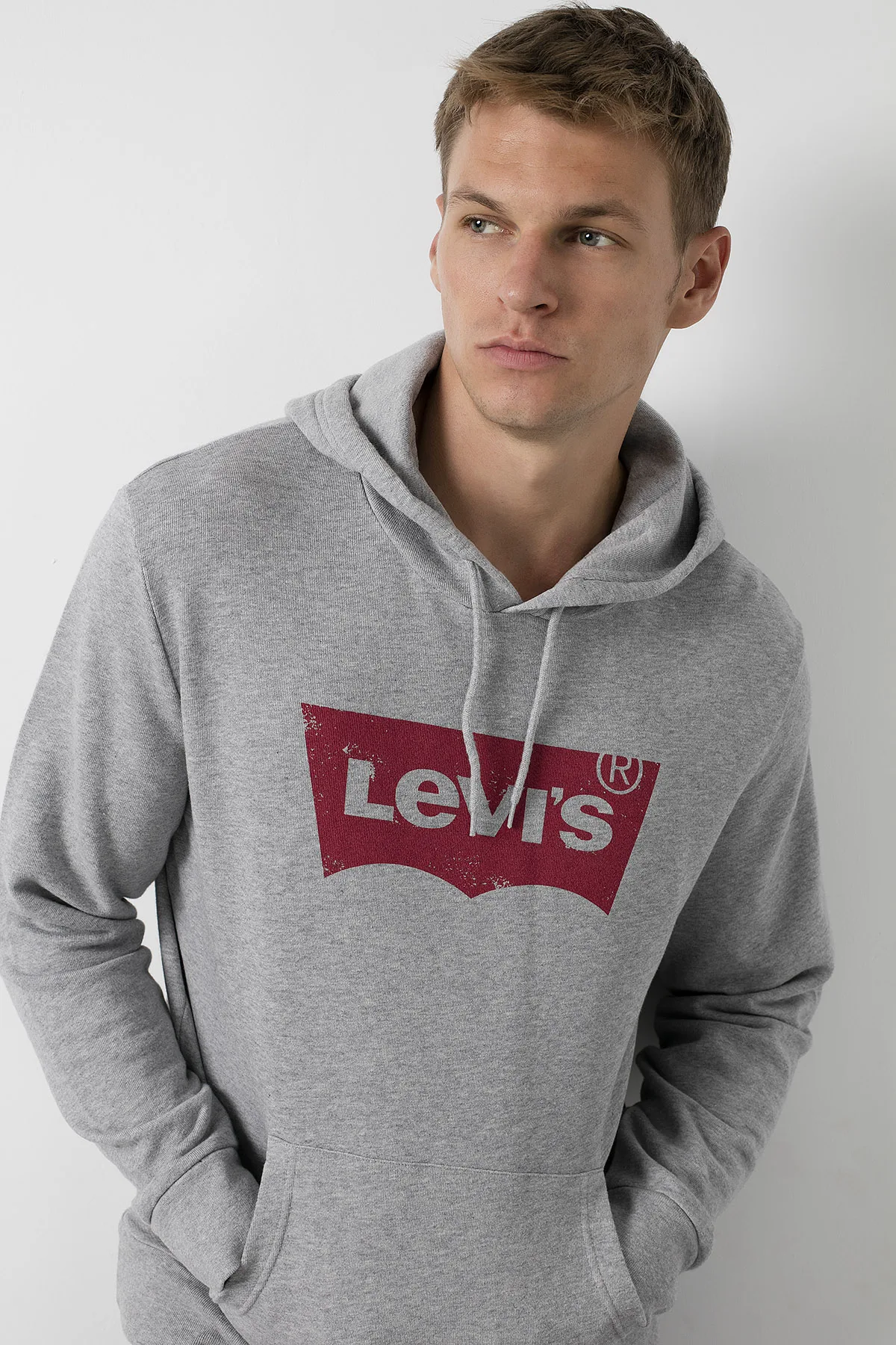 Levi's 100 хлопок печатных капюшоном классического кроя трикотажный тренировочный