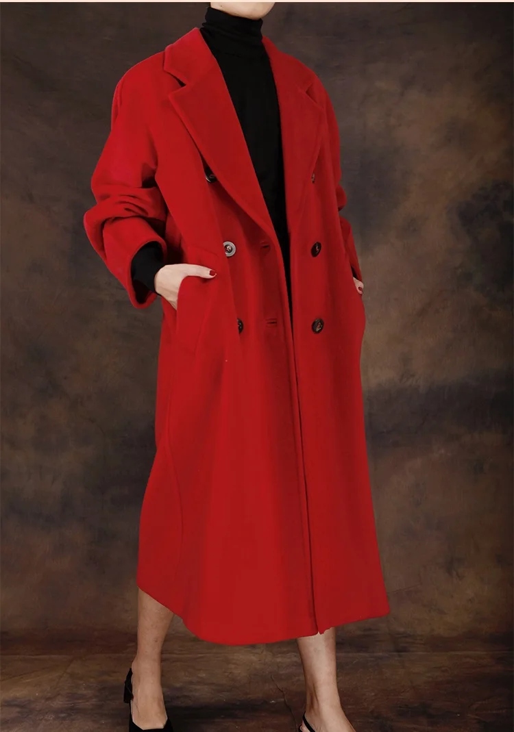 Obrix кашемир верблюжья шерсть Трендовое пальто Высокое качество Повседневный стиль женский двубортный v-образный вырез уличная куртка для женщин