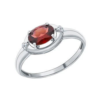 

Silver ring with cubic zirconia and Garnet sunlight sample 925