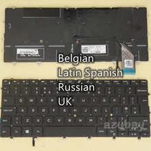 Teclado belga Latino español ruso británico para DELL XPS 9370 9380 XPS 13 7390 03PMXP 0RD0CJ 06DKJ8, negro retroiluminado