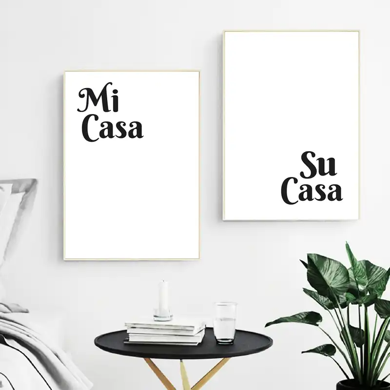 Mi Casa Su Casa Spaans Citaten Posters en Prints Kamer Decor Welco mi ng Art Canvas Schilderij Foto 'S home Decoratie|Painting & Calligraphy| - AliExpress