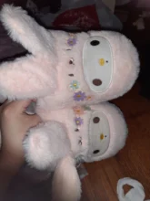 Zapatillas de conejo para interior para niña, pantuflas antideslizantes impermeables de algodón, parte inferior de goma