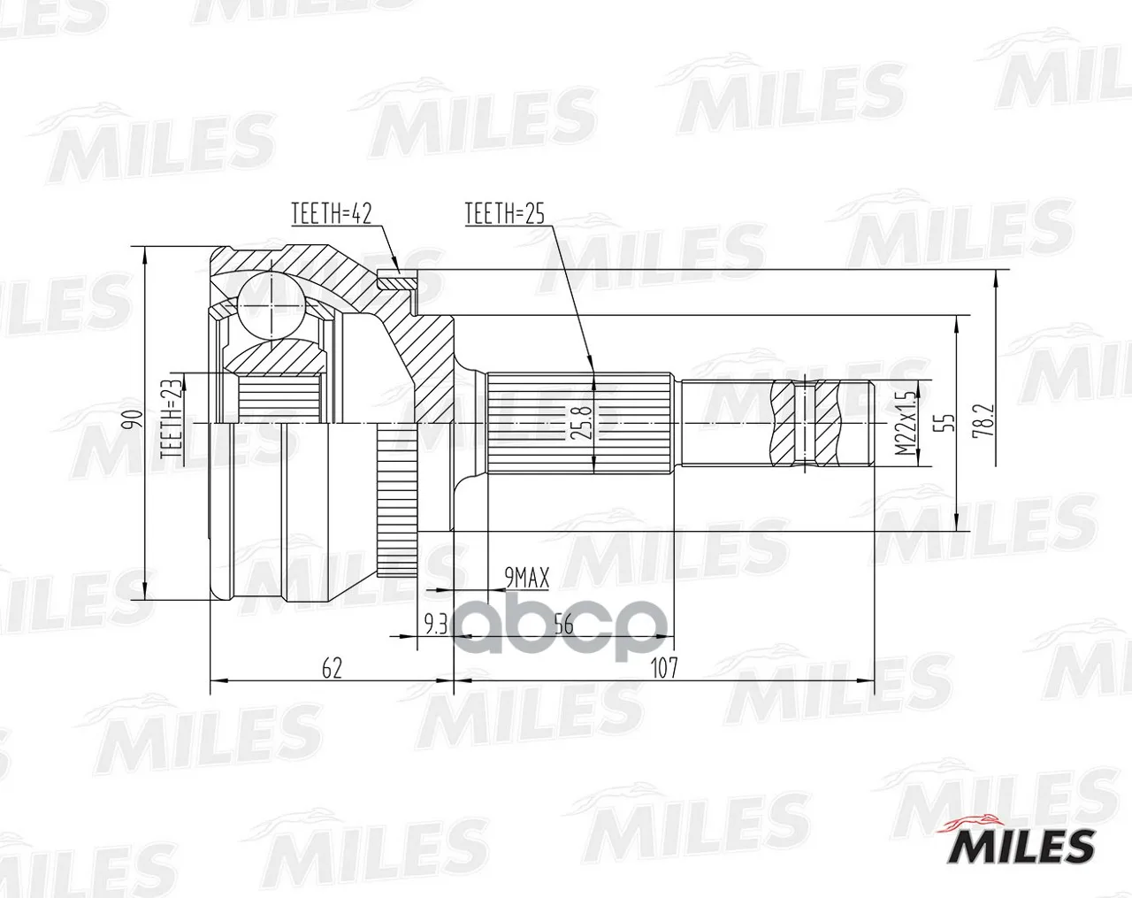 Шрус Nissan Almera N15/Sunny N14 1.6-2.0d 90-00 Нар. Abs Miles Ga20336 Miles арт. GA20336